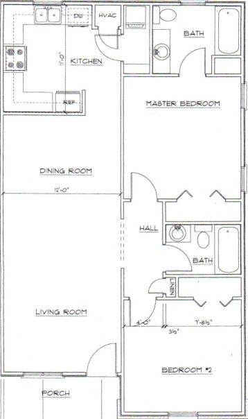 J. Timms and Company, Inc.. Chinquapin Commons, Greenwood, SC - Floor Plan 2 Bedrooms. Click here for a larger printable view pop up window.